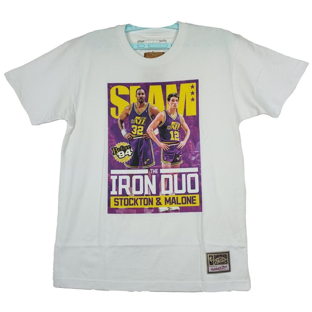 SLAM Malone Stockton Utah Jazz Mitchell & Ness NBA M Medium Shirt White NWT
